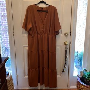 SHEIN Dress 4X Curvy Brown Midi Dress